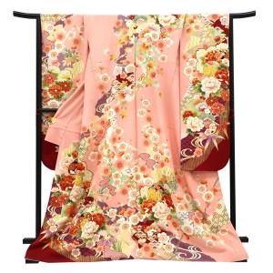 仕立て上がり 振袖 正絹 松竹梅 桜 牡丹 毬 ピンク［99,000円］