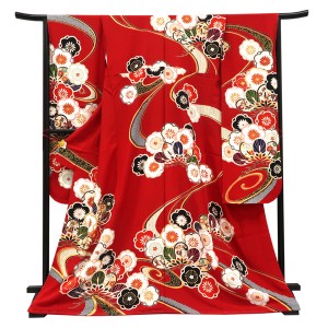 仕立て上がり 振袖 正絹 流水 松 梅 赤［132,000円］