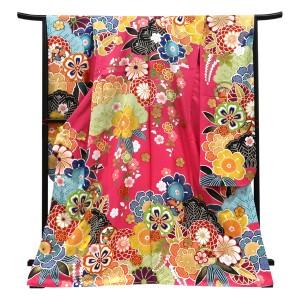 仕立て上がり 振袖 正絹 松 竹 菊 桜 四季花 ピンク［99,000円］