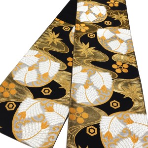 都（みやこ）振袖袋帯 西陣織 絹 松竹梅 松の丸 黒［99,000円］