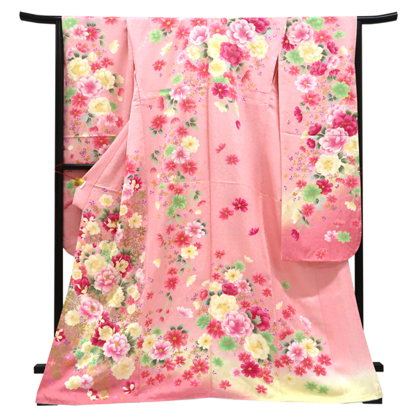 仕立て上がり 振袖 正絹 牡丹 桜 蝶 ピンク［110,000円］ 枚目