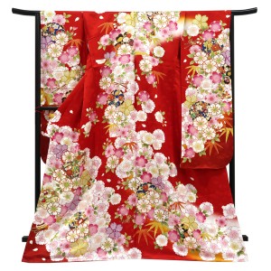 仕立て上がり 振袖 正絹 桜 毬 赤［132,000円］