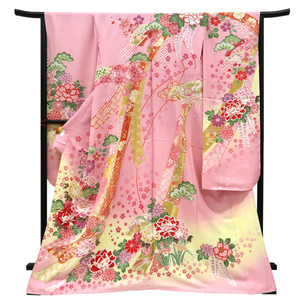 仕立て上がり 振袖 正絹 熨斗四季花 匹田 ピンク［121,000円］ 枚目