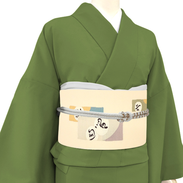 三幸織物 名古屋帯 西陣織 正絹 短冊 花鳥風月 雪月花 山水 ベージュ［23,100円］ 枚目