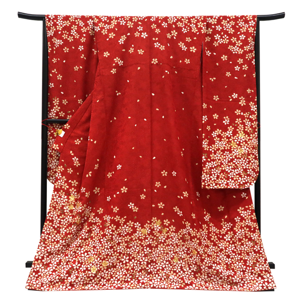 仕立て上がり 振袖 金通し 絹 桜 赤［99,000円］ 枚目