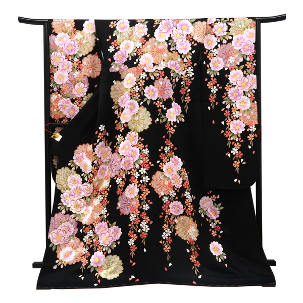 仕立て上がり 振袖 正絹 桜 黒［110,000円］ 枚目