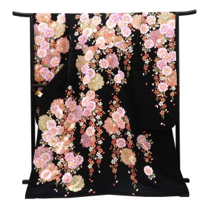 仕立て上がり 振袖 正絹 桜 黒［110,000円］
