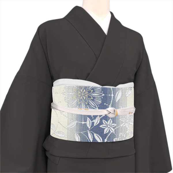 廣部商事 袋帯 西陣織 絹 華文 唐草 更紗 白紺［35,200円］ 枚目