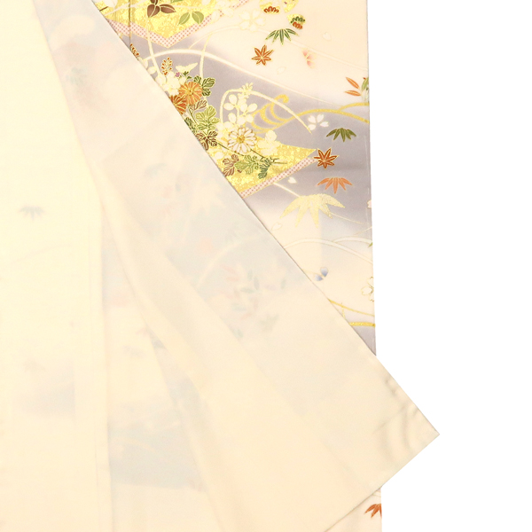 吉澤の友禅 訪問着 正絹 菊 松 四季花 クリーム色 ベージュ［236,500円］ 枚目
