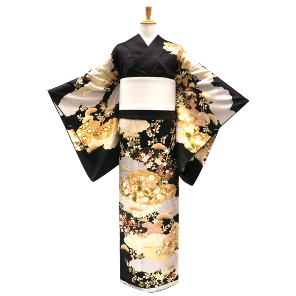 吉澤の友禅 訪問着 正絹 雲取り 四季花 チャコールグレー［236,500円］ 枚目