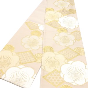 樹織物 振袖用袋帯 西陣織 絹 梅 菱 ベージュ［36,300円］