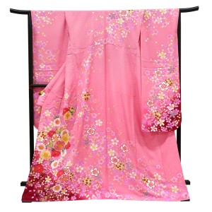 仕立て上がり 振袖 正絹 桜 菊 ピンク［99,000円］