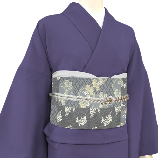 志都香 名古屋帯 西陣織 絹 荒磯 グレー［77,000円］ 枚目