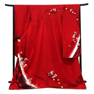 仕立て上がり 振袖 正絹 桜 花吹雪 赤［88,000円］