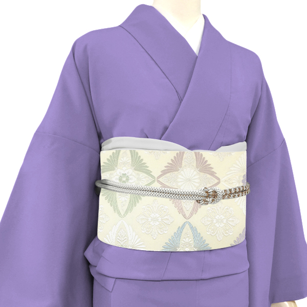 志都香 名古屋帯 西陣織 絹 花菱 アイボリー クリーム色［77,000円］ 枚目