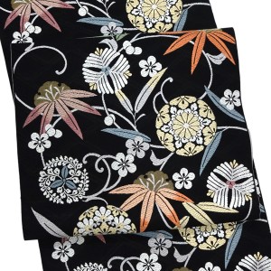 志都香 名古屋帯 西陣織 絹 松竹梅 笹蔓 黒［77,000円］