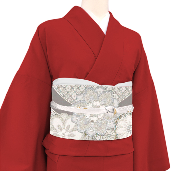 樹織物 振袖用袋帯 西陣織 絹 華文 桜 グレー［36,300円］ 枚目