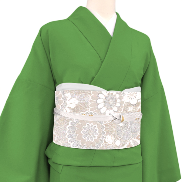 廣部商事 振袖用袋帯 西陣織 絹 菊 雲取り 松竹梅 灰梅色［36,300円］ 枚目