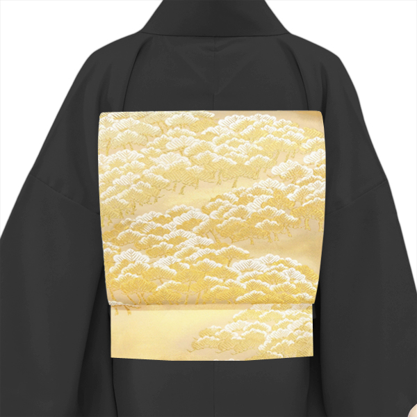 山口美術織物 袋帯 西陣織 絹 唐織 浜の松原文 金色［107,800円］ 枚目