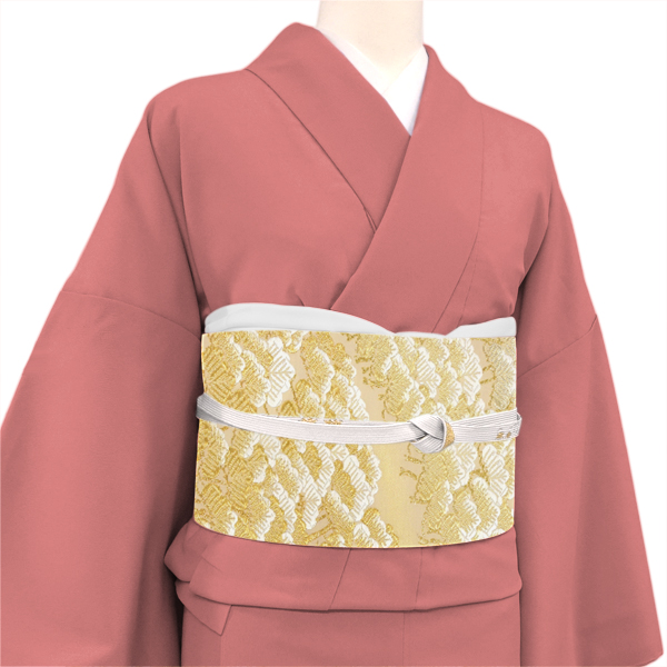 山口美術織物 袋帯 西陣織 絹 唐織 浜の松原文 金色［107,800円］ 枚目