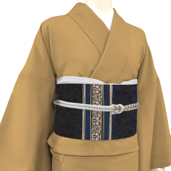 大光 名古屋帯 西陣織 正絹 黒 紺 唐花スリーシーズン帯 カジュアル 九寸帯［36,300円］ 枚目