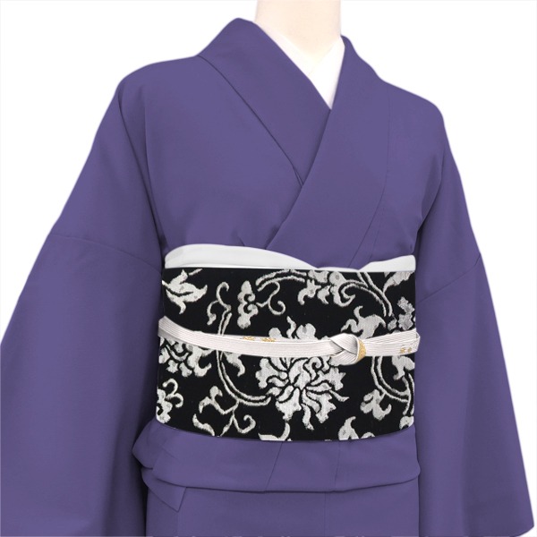 華翔苑 藤本仁 袋帯 西陣織 絹 唐花 唐草 黒［38,500円］ 枚目