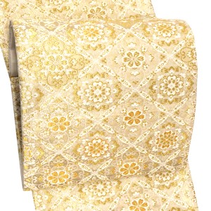 やまひで 袋帯 西陣織 絹 花菱 金色［36,300円］