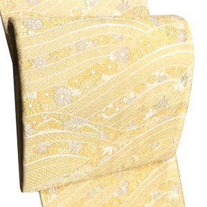 木原織物 袋帯 西陣織 絹 波 流水 松 竹 菊 橘 金［34,100円］