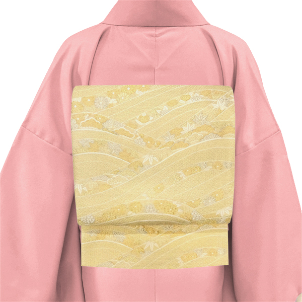 木原織物 袋帯 西陣織 絹 波 流水 松 竹 菊 橘 金［34,100円］ 枚目