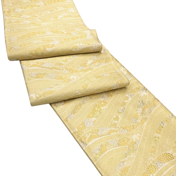 木原織物 袋帯 西陣織 絹 波 流水 松 竹 菊 橘 金［34,100円］ 枚目