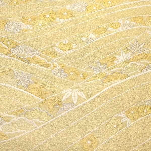 木原織物 袋帯 西陣織 絹 波 流水 松 竹 菊 橘 金［34,100円］ 枚目