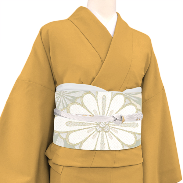 樹織物 振袖用袋帯 西陣織 絹 花菱 柳鼠色［36,300円］ 枚目