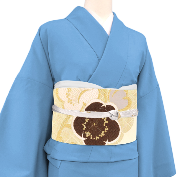 樹織物 振袖用袋帯 西陣織 絹 梅 雪輪 ベージュ［36,300円］ 枚目
