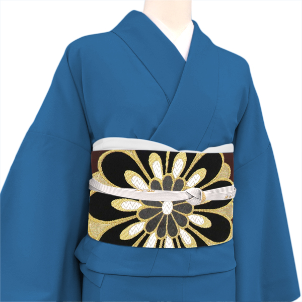 樹織物  振袖用袋帯 西陣織 絹 菊 流水 茶色［36,300円］ 枚目