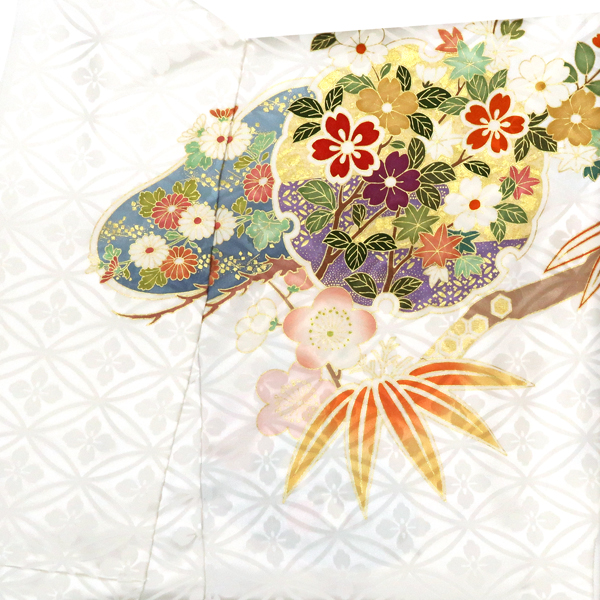 吉澤の友禅 振袖 正絹 雪輪 松竹梅 菊 牡丹 桜 四季花 白 水色［253,000円］ 枚目