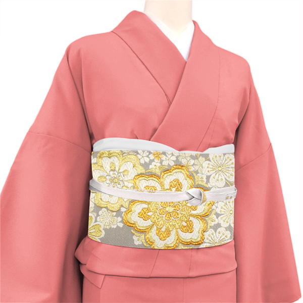 熊井機業店 振袖用袋帯 西陣織 絹 華文 桜 グレー［36,300円］ 枚目