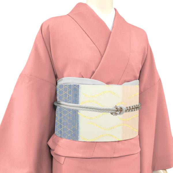 工芸キモノ野口 名古屋帯 京友禅染め 正絹 立涌籠目 白色［271,700円］ 枚目