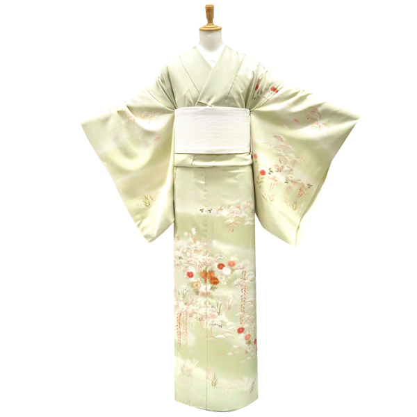 吉澤の友禅 訪問着 正絹 菊松 藤 黄緑色 裏葉柳色［247,500円］ 枚目