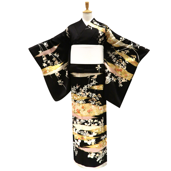 吉澤の友禅 訪問着 正絹 霞 刷毛目 菊 四季花 チャコールグレー［242,000円］ 枚目