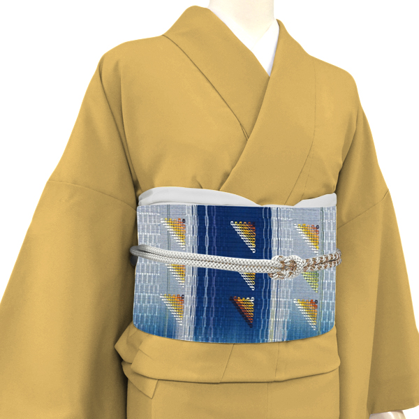 工房真南風 花織名古屋帯 正絹 琉球 草木染天然染料 藍染め 藍色 紺色［385,000円］ 枚目