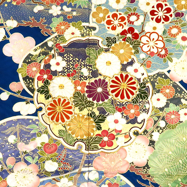 吉澤の友禅 振袖 正絹 雪輪 松竹梅 菊 青［264,000円］ 枚目