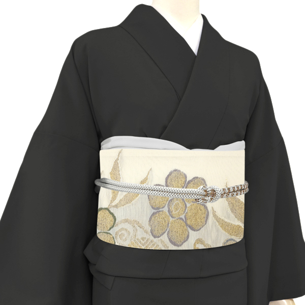 三幸織物 袋帯 西陣織 絹 笹蔓文 更紗 生成り［55,000円］ 枚目