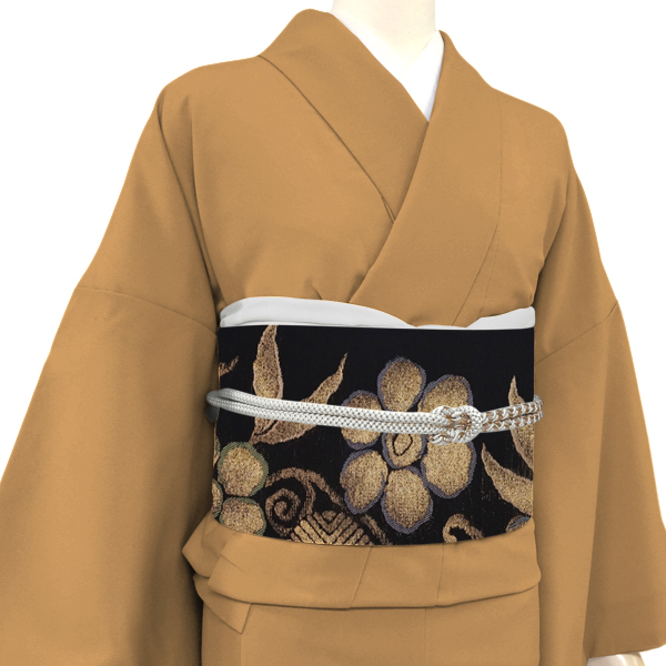 三幸織物 袋帯 西陣織 絹 笹蔓文 更紗 黒［55,000円］ 枚目