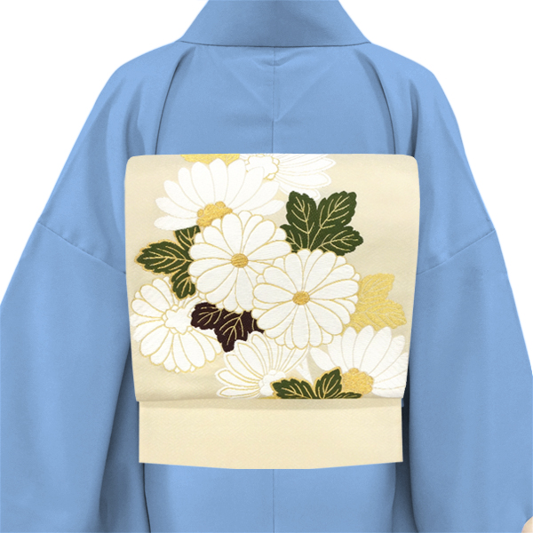 西陣まいづる 袋帯 西陣織 絹 三眠慶長小袖 菊 ベージュ［231,000円］ 枚目