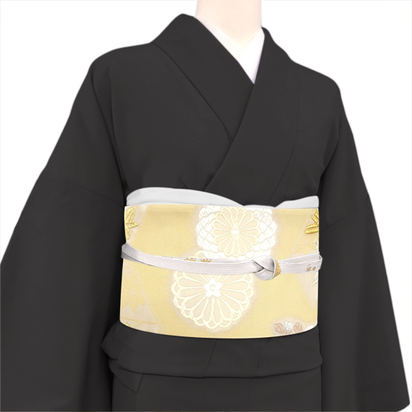 山口美術織物 袋帯 西陣織 絹 金色 松皮菱 菊 桐［110,000円］ 枚目