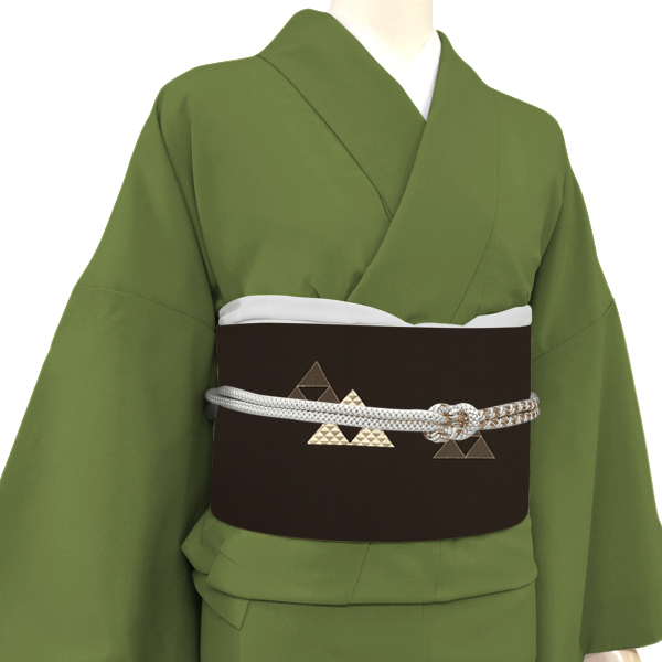 手挿し京友禅染め 塩瀬名古屋帯 正絹 鱗柄 焦げ茶色［132,000円］ 枚目