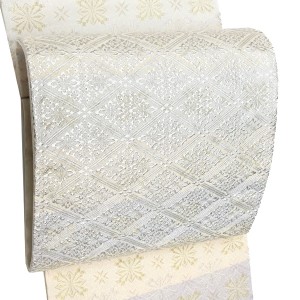和田光正 袋帯 絹 花菱 シルバー 生成り［137,500円］