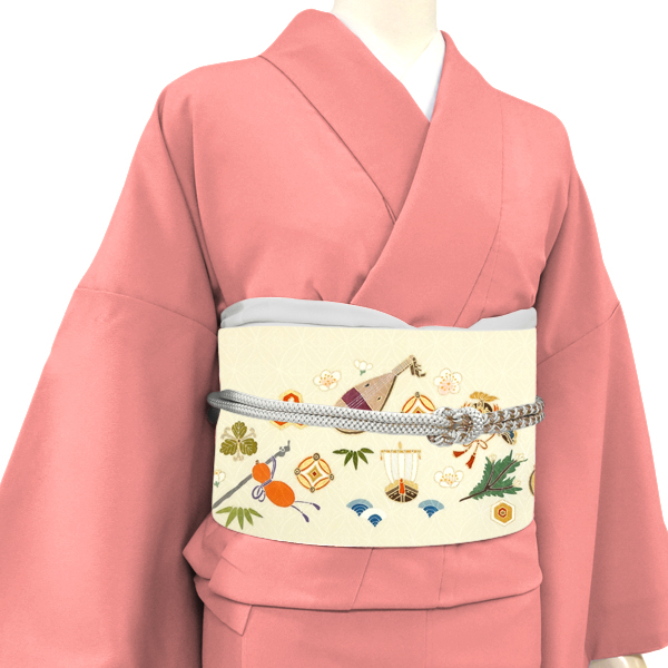 京友禅染め 名古屋帯 正絹 宝尽くし クリーム色［132,000円］ 枚目