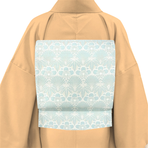 某機屋 袋帯 西陣織 絹 スリーシーズン着用可能 松竹梅 青海波 水色［154,000円］ 枚目