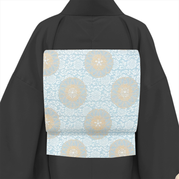 某機屋 袋帯 西陣織 絹 スリーシーズン着用可能 華文 桜 水色［165,000円］ 枚目
